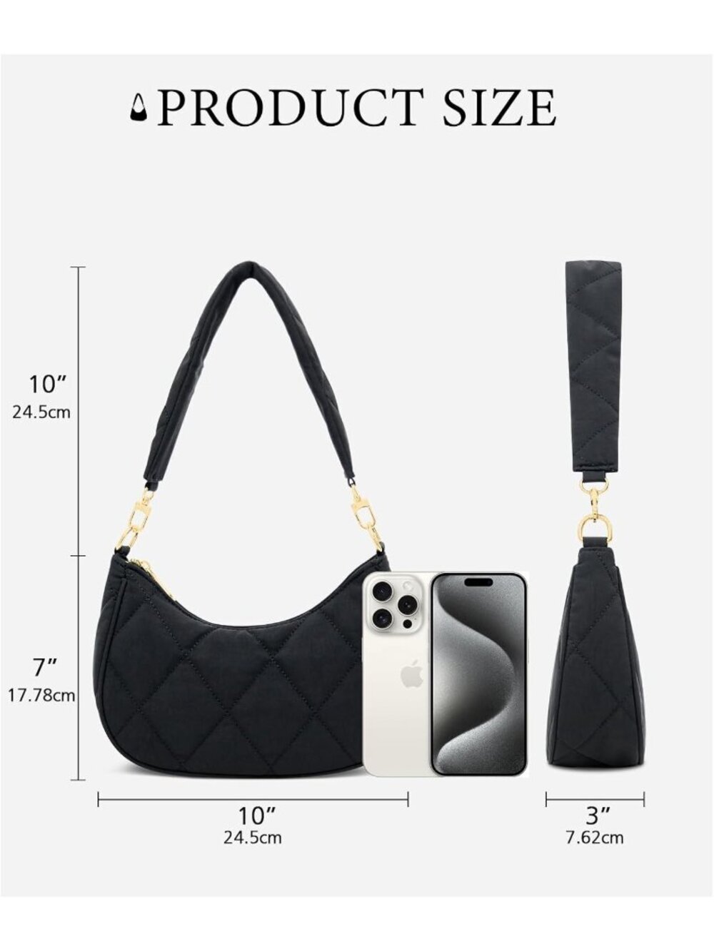 Women's Bags Black Cute Hobo Shoulder Handbags Retro Clutch Stylish Purse - Picture 5 of 6